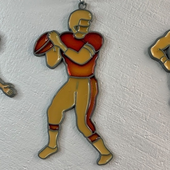 VTG Lot of 3 Stained Glass Style Sun Catcher Sports Basketball Bowling Football - Picture 8 of 13